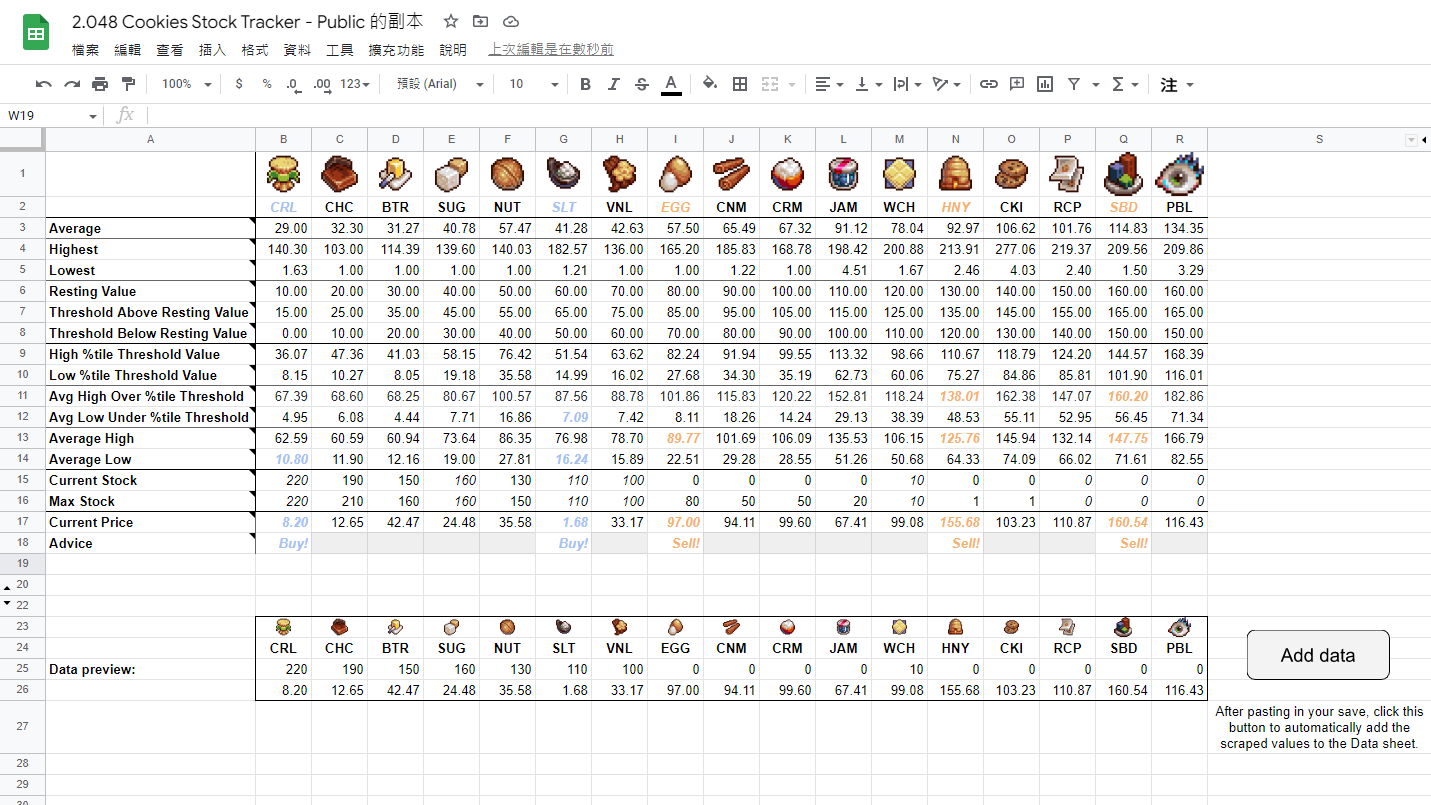 Cookie Clicker 股價追蹤試算表使用教學 ShixiNote